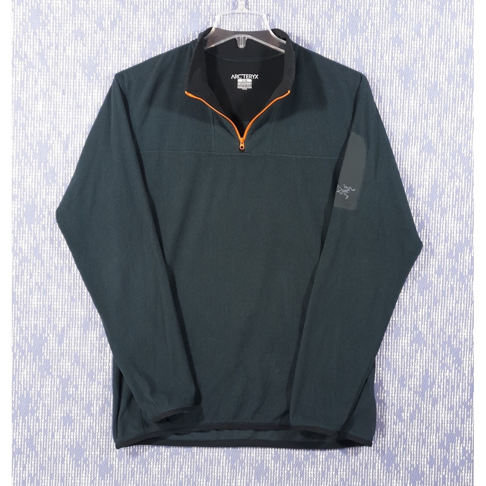 Arc'teryx Sweater Mens Large Outdoor Hiking Travel Green 1/4 Zip Pullover
